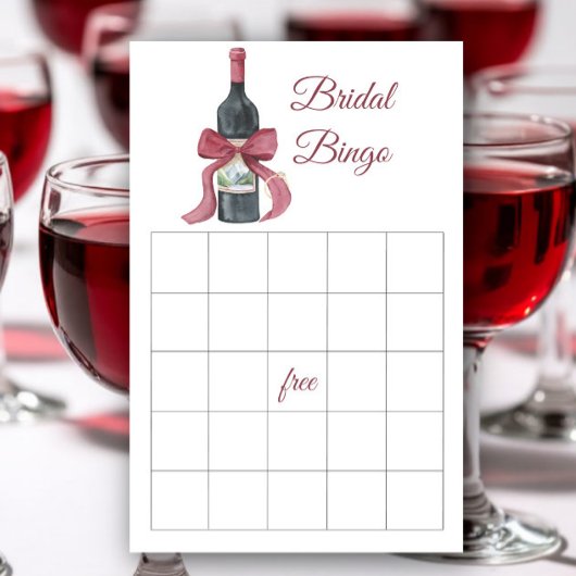 Papier Wine and Bow Bridal shower bingo game