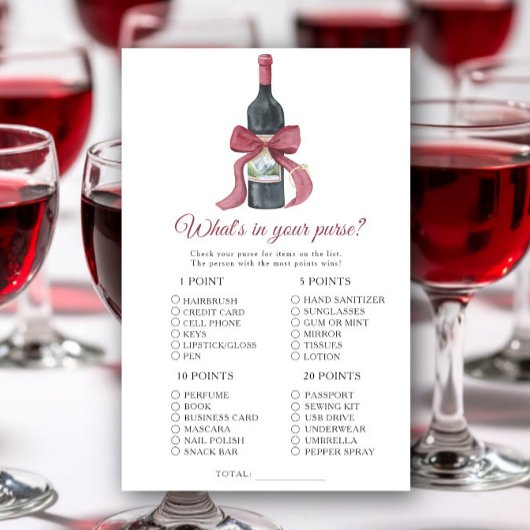 Papier Wine bridal shower What's in your purse game