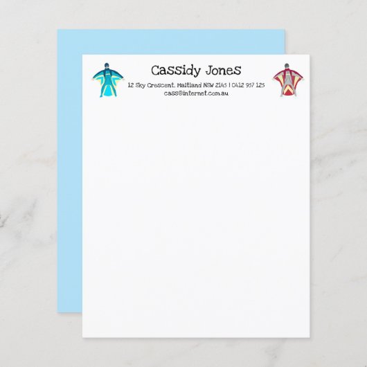 Papier Wingsuit Skydiving Thème (Devant / Derrière)