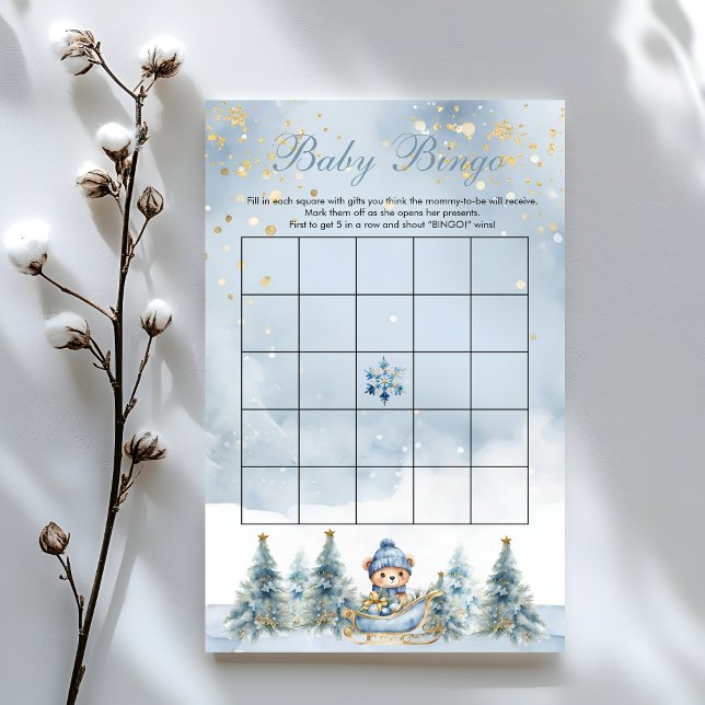 Papier Winter Bear Wonderland Boy Baby shower Bingo Jeu (Créateur téléchargé)
