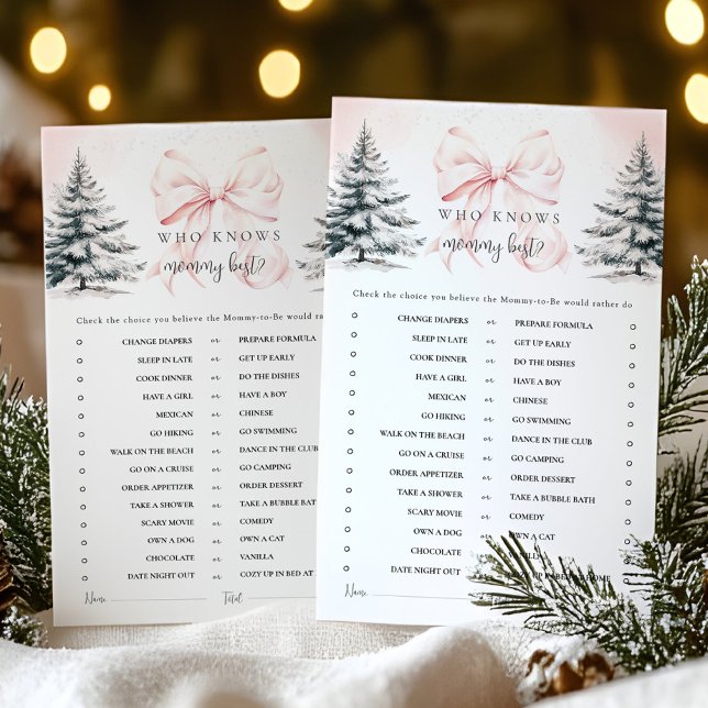 Papier Winter Bow Qui Connaît Maman Meilleur Baby shower  (Créateur téléchargé)