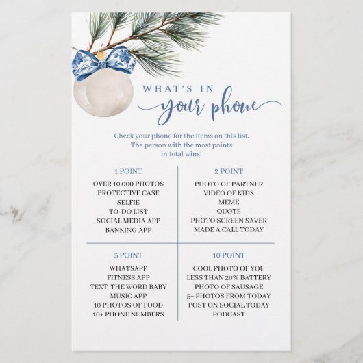 Papier Winter Chinoiserie Bow What's In Your Phone Game (Devant)