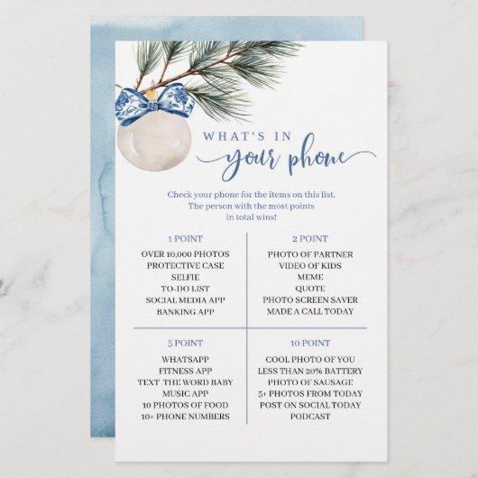 Papier Winter Chinoiserie Bow What's In Your Phone Game (Devant / Derrière)