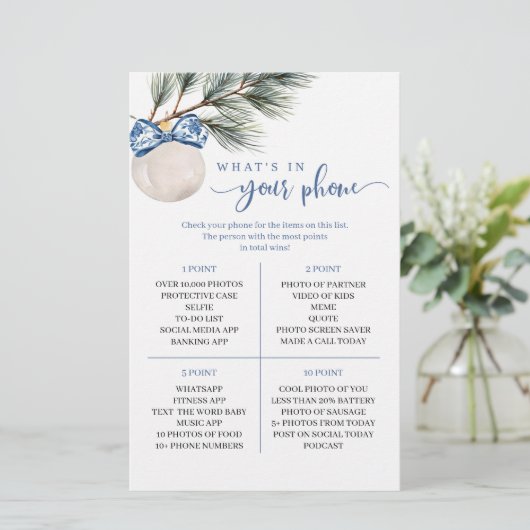 Papier Winter Chinoiserie Bow What's In Your Phone Game (Debout devant)