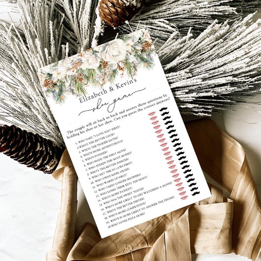 Papier Winter Floral et Pine Fête des mariées jeu de chau