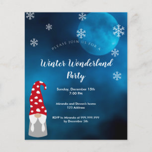 Papier Winter merveilleuse fête bleu gnome invitation