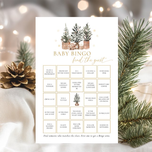 Papier Winter Rustic Baby Bingo Trouvez Le Jeu De L'Invit (Créateur téléchargé)