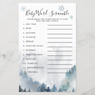 Papier Winter Wonderland Blue Baby Word Scramble Jeu