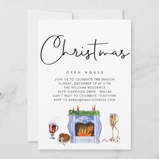 PAPIER | Winter Wonderland Kerstopen haard Kaart (Voorkant)