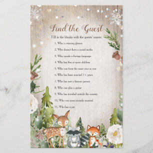 Papier Winter Woodland Trouvez le jeu d'invité White Flor