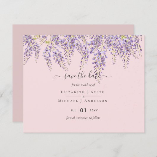 Papier Wisteria Économie Dates Dusty rose Mariage BUDGET (Devant / Derrière)