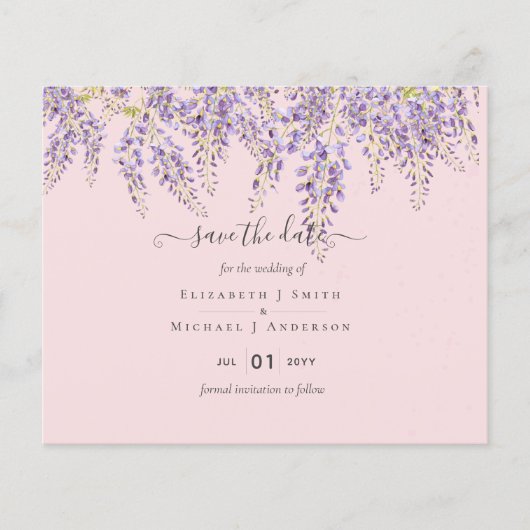 Papier Wisteria Économie Dates Dusty rose Mariage BUDGET (Devant)
