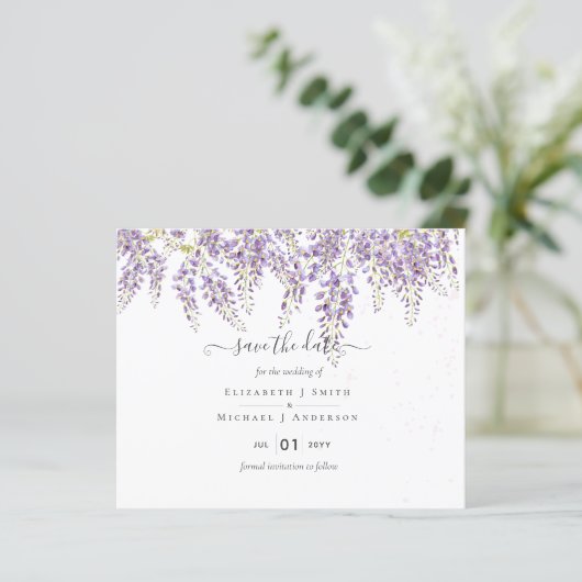 Papier Wisteria Épargnez Dates Mariage Dusty Purple BUDGE (Debout devant)