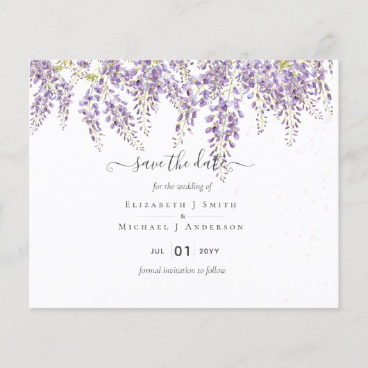 Papier Wisteria Épargnez Dates Mariage Dusty Purple BUDGE (Devant)