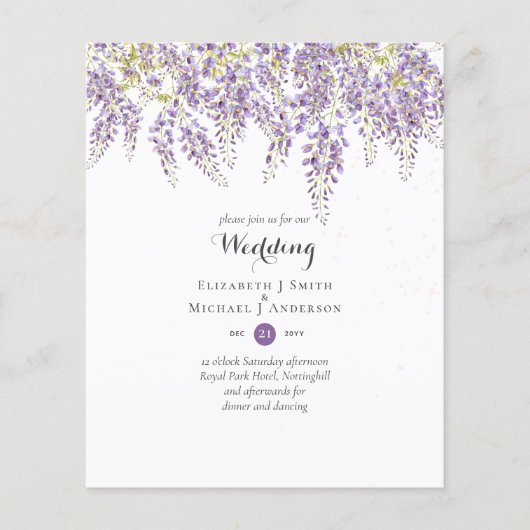 Papier Wisteria Floral Jardin Bleu Mariage Sage (Devant)