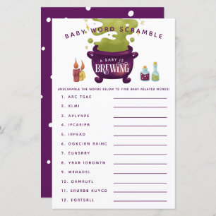 Papier Witch Halloween Thème Baby Word Scramble Jeu