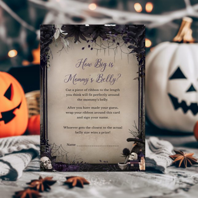 Papier Witchy Gothic How Big is Mommys Belly Jeu (Witchy Baby Shower How Big is Mommys Belly Game)