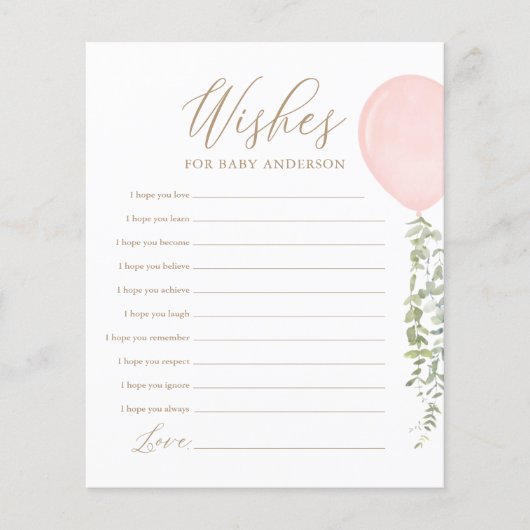 Papier Wives for Baby Pink Balloon Baby shower jeu (Devant)