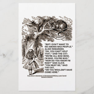 Papier Wonderland Alice Go Among Mad People Citation