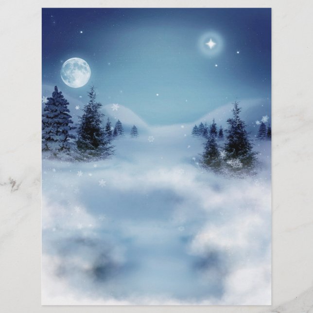 Papier Wonderland d'hiver de nuit (Devant)