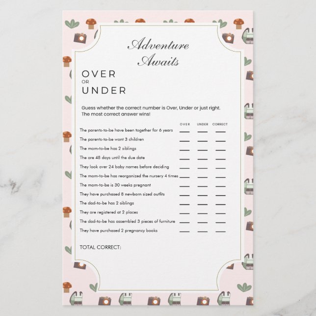 Papier Woodland Adventure Attend le jeu de Baby shower de (Devant)