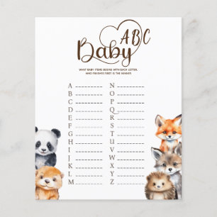 Papier Woodland Animals Baby ABC Game Card