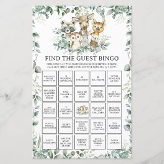 Papier Woodland Animals Greenery Find the Guest Bingo