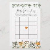 Papier Woodland Animaux Baby shower Jeu de Bingo (Devant / Derrière)
