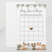 Papier Woodland Animaux Baby shower Jeu de Bingo (Devant / Derrière)