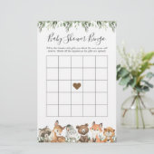 Papier Woodland Animaux Baby shower Jeu de Bingo (Debout devant)