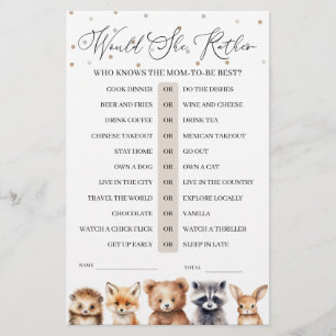 Papier Woodland Animaux Voudrait-Elle Plutôt Baby shower 