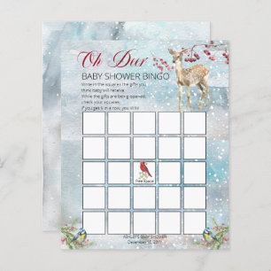 Papier Woodland Animaux Winter Boy Baby shower Bingo Card