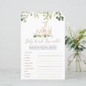 Papier Woodland Animaux Word Scramble Baby shower Jeu (Debout devant)