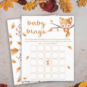 Papier Woodland Autumn Baby Fox baby bingo jeu