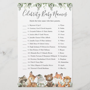Papier Woodland Baby shower Celebrity Baby Names Jeu
