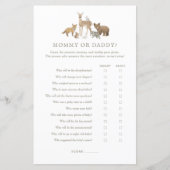 Papier Woodland Baby shower Devinez qui maman ou papa jeu (Devant)