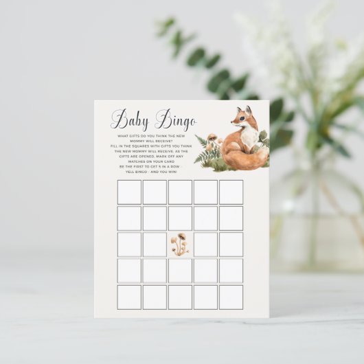 Papier Woodland Baby shower Jeu de Bingo (Debout devant)