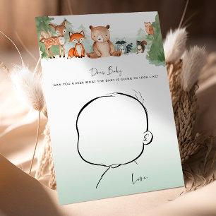 Papier Woodland Baby shower Jeu Draw Baby!