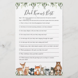 Papier Woodland Baby shower Papa connaît le meilleur jeu