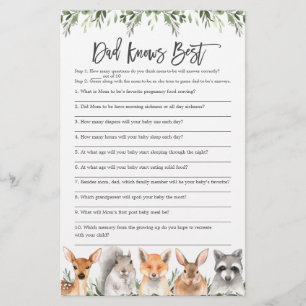 Papier Woodland Baby shower Papa connaît le meilleur jeu