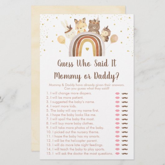 Papier Woodland Boho Rainbow Devine Qui A Dit Que C'Était (Devant / Derrière)