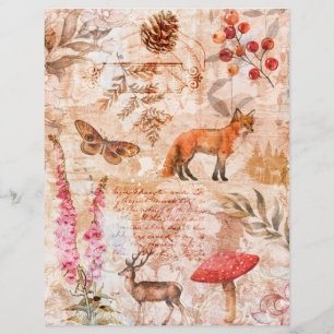 Papier Woodland Forest Animaux Livre Vintage
