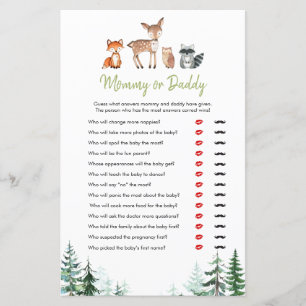 Papier Woodland Forest Baby shower maman ou papa jeu