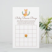 Papier Woodland Fox Baby shower Jeu de Bingo (Debout devant)