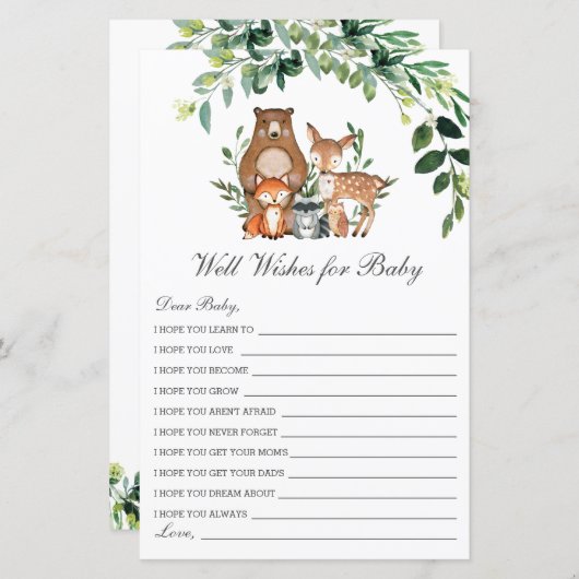 Papier Woodland Greenerife Wives for Baby shower Card (Devant / Derrière)