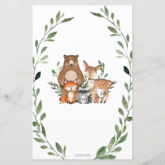 Papier Woodland Greenery Devinez juste Prix jeu de douche (Dos)