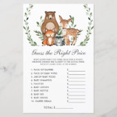 Papier Woodland Greenery Devinez juste Prix jeu de douche (Devant)