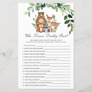 Papier Woodland Greenery Qui Connaît Papa Meilleur Jeu De