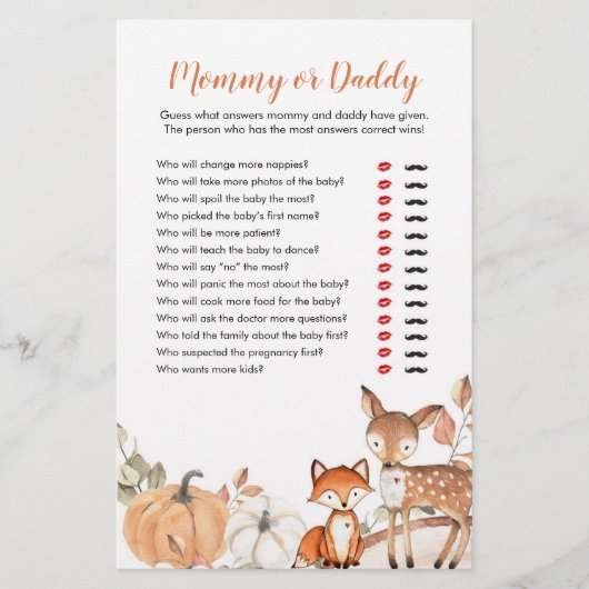 Papier Woodland Oh Boy Citrouille Maman ou Daddy Games (Devant)