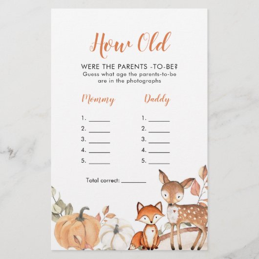 Papier Woodland Oh Boy Citrouille Quel âge avaient les pa (Devant)